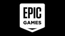 White Epic games logo over black