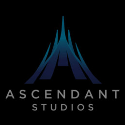 Ascendant studios blue logo over black