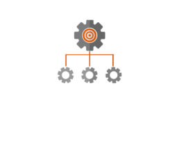 large gear with three smaller gears in formation below