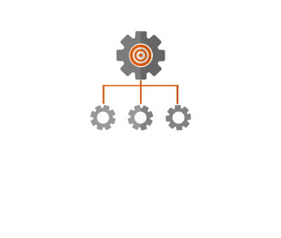 large gear with three smaller gears in formation below